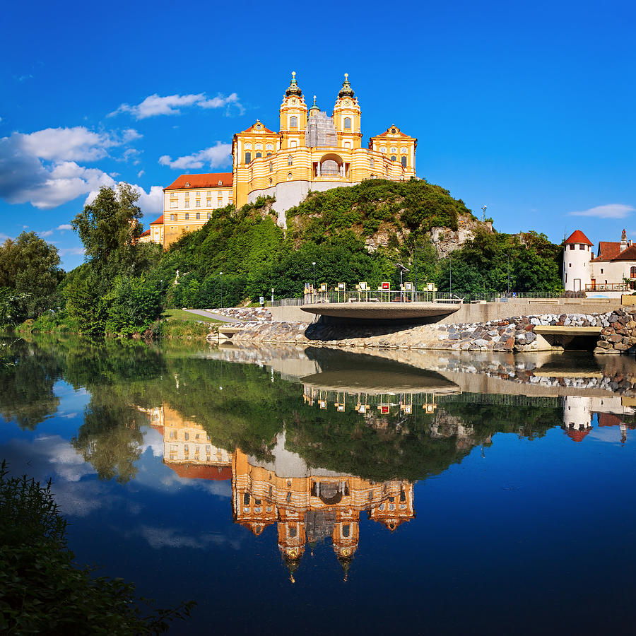 Panorama of the famous St. Peter and Paul Church in Melk Benedictine Abbey, Wachau Valley, Lower Austria Photograph by Rusm