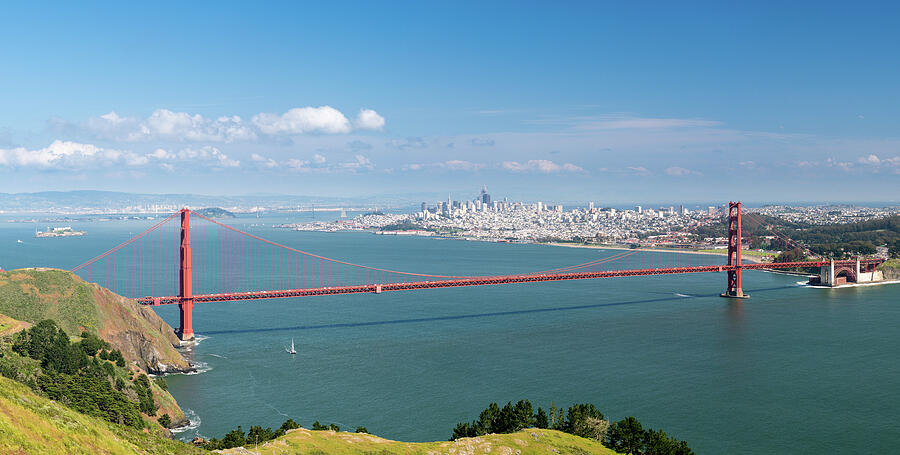Panorama of the Golden Gate Bridge and San Francisco Photograph by Steven Heap