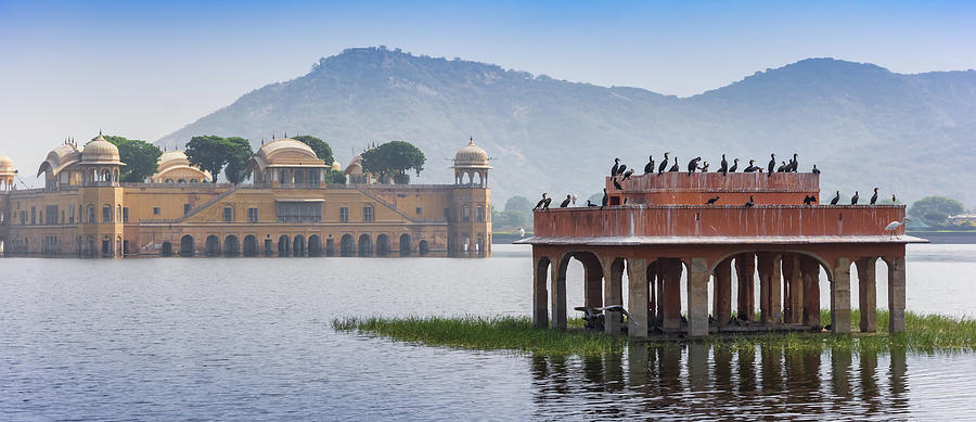 Panorama Of The Jal Mahal Water Palace In The Lake Near Jaipur 