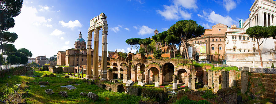 Architecture Photograph - Panorama of the Roman Forum by John Bartosik