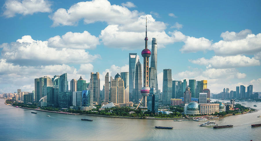 Panorama of the skyline of Shanghai urban Photograph by Anek Suwannaphoom