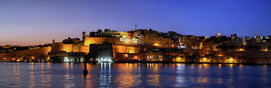 Panorama Of Valletta City In Malta At Night Photograph by Artur Bogacki