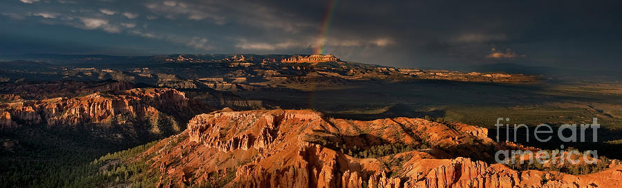 Panorama Rainbow And Thunderstorm Over The Aquarius Plateau Bryce Canyon National Park Photograph by Dave Welling