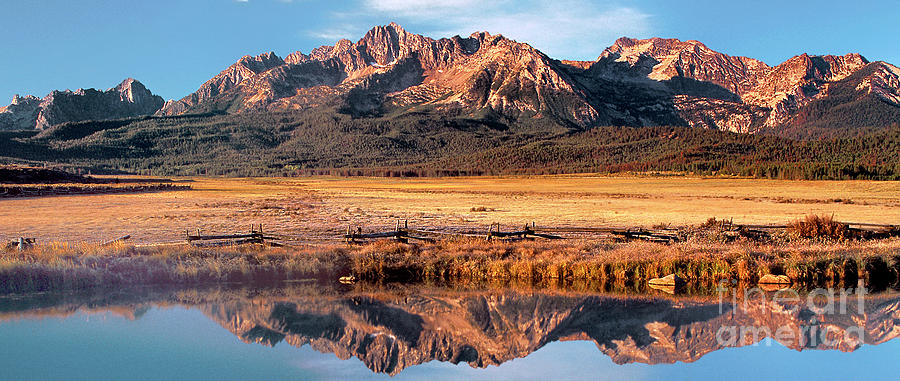 Panorama Reflections Sawtooth Mountains NRA Idaho Photograph by Dave Welling