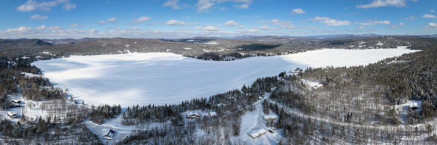 Panorama View of Back Lake after Fresh Snowfall - Pittsburg, New Hampshire Photograph by John Rowe