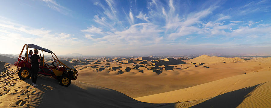 Panorama view of desert dunes near Ica, Peru Photograph by Markus Daniel