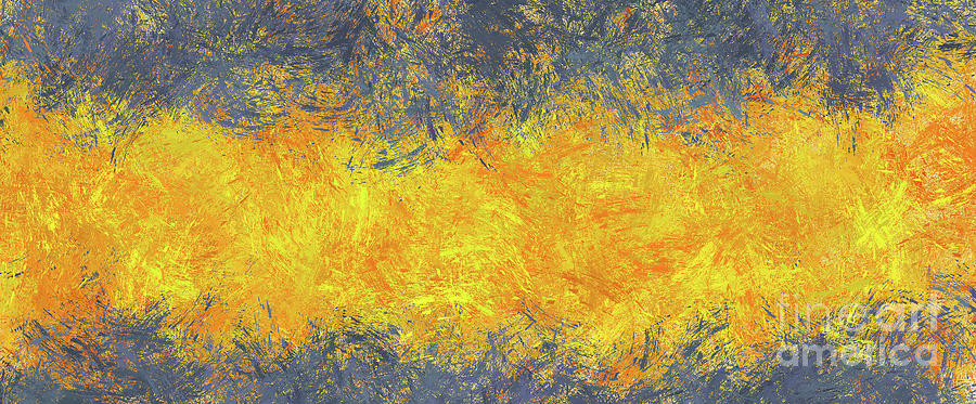 Panoramic abstract in yellows and blues Digital Art by Bentley Davis