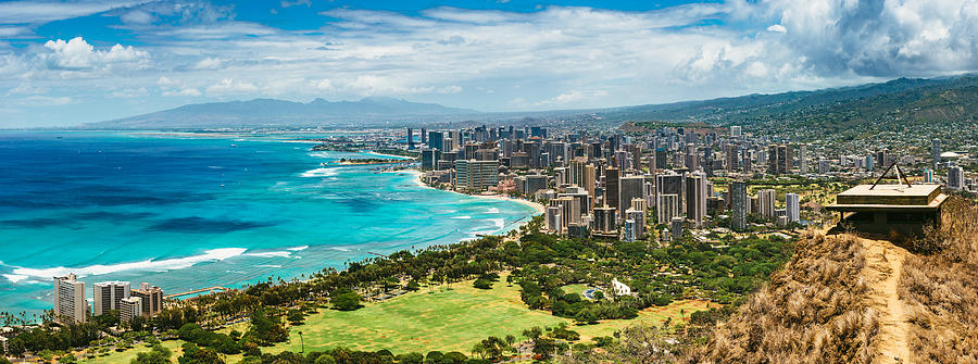 Panoramic Aerial View of Honolulu Photograph by Ferrantraite