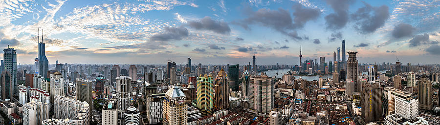 Panoramic aerial view of Shanghai skyline Photograph by Yongyuan Dai