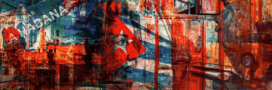 Panoramic collage with symbols and landmarks of Cuba  Photograph by Karel Miragaya