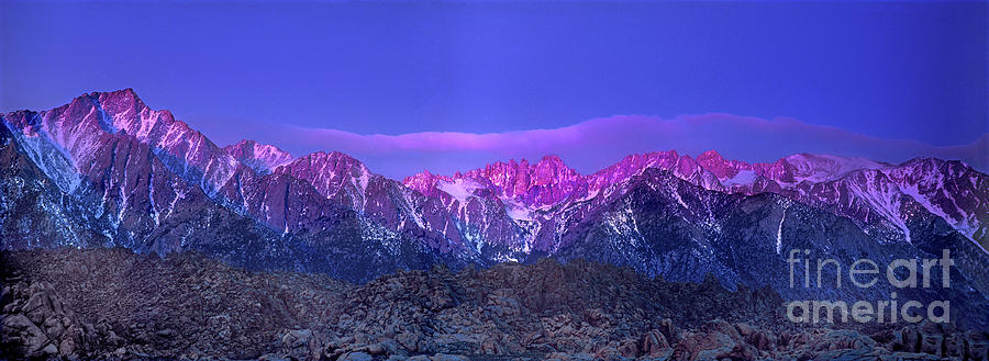 Panoramic Dawn Alpenglow Mount Whitney Eastern Sierras Photograph by Dave Welling