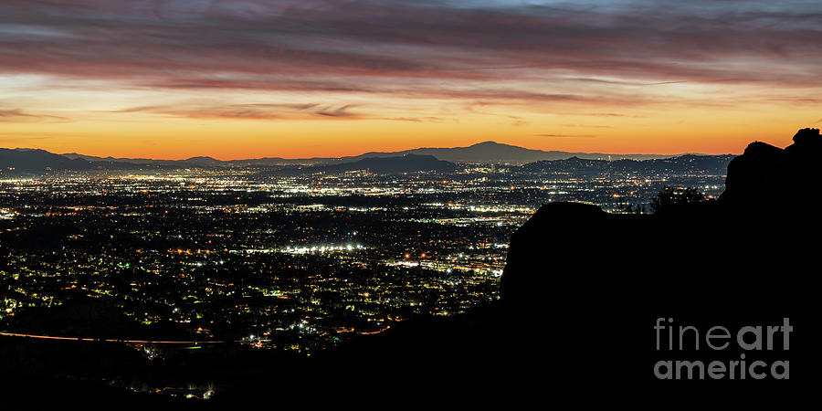 Los Angeles Photograph - Panoramic Dawn Los Angeles San Fernando Valley by Trekkerimages Photography