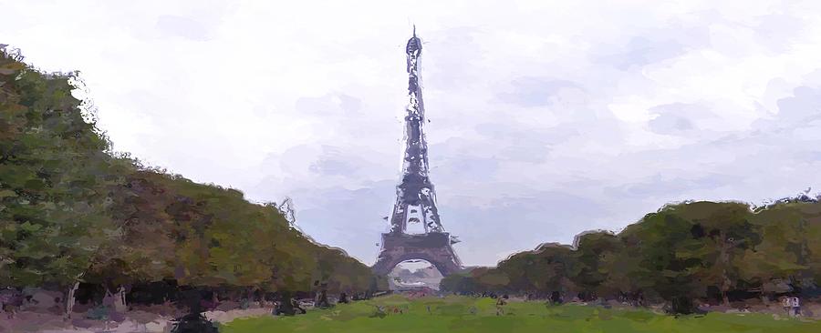 Panoramic Eiffel Tower Paris Garden Large Wall Art Painting by Large Wall Art For Living Room