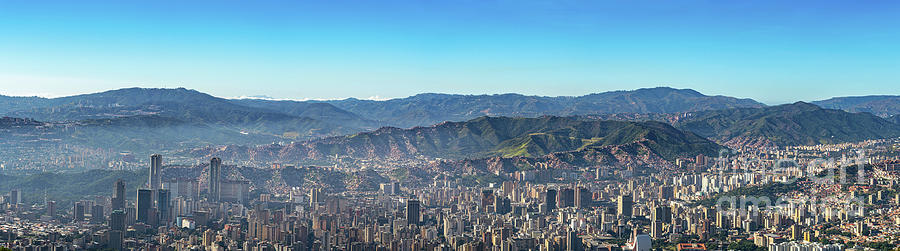 Panoramic image of El Avila mountain and Caracas city at morning. View ...