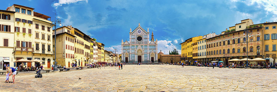 Panoramic image of the Piazza di Santa Croce in Florence Photograph by Karel Miragaya