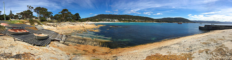 Panoramic landscape of Bay of Bicheno bay Tasmania Australia Photograph by Rafael Ben-Ari