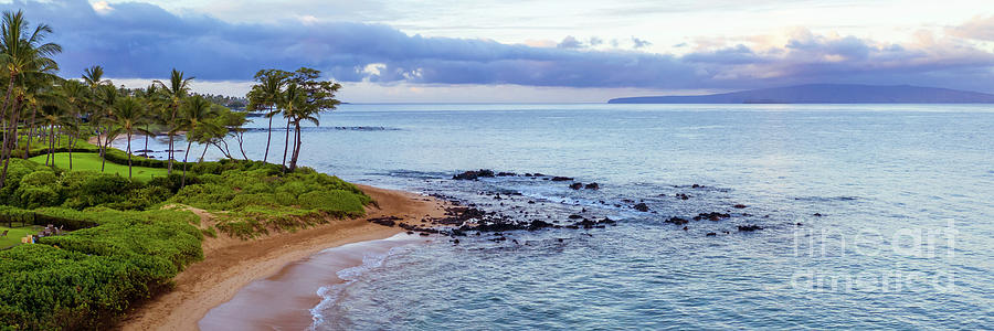 Panoramic Maui Aerial Photography of Keawakapu Beach Photograph by Paul Velgos