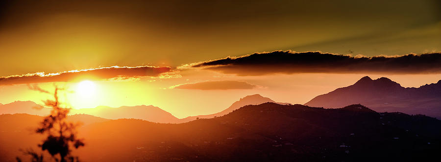 Panoramic mountain sunset Photograph by Gary Browne