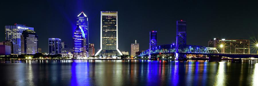 Jacksonville Photograph - Panoramic Nightscape in Jacksonville by Frozen in Time Fine Art Photography