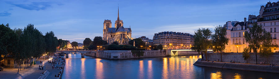 Panoramic Notre-Dame at blue hour, Paris Photograph by David Briard