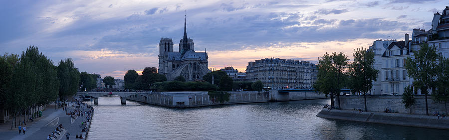 Panoramic Notre-Dame at dusk, Paris Photograph by David Briard