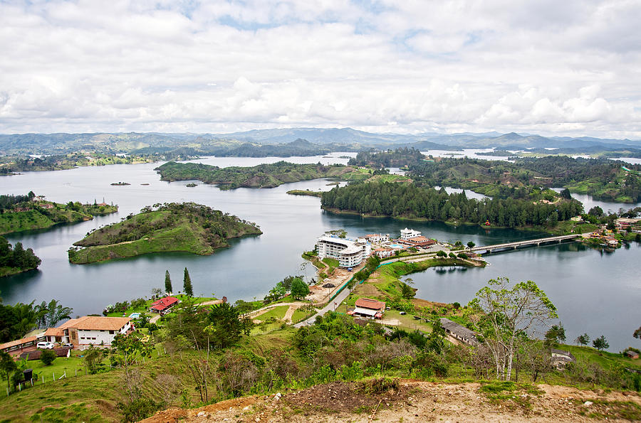 Panoramic of El Peñol lake Photograph by Juan Camilo Bernal