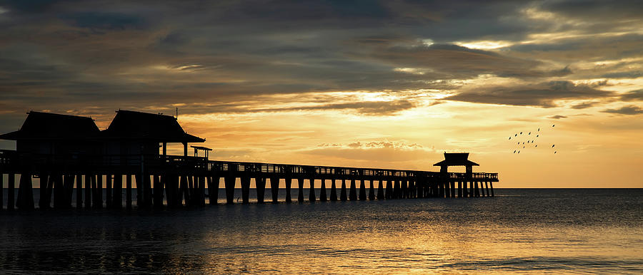 Sunset Photograph - Panoramic of Naples Pier by Ed Taylor