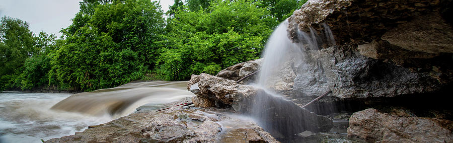 Panoramic of Small Waterfall in a Forest Photograph by John Twynam