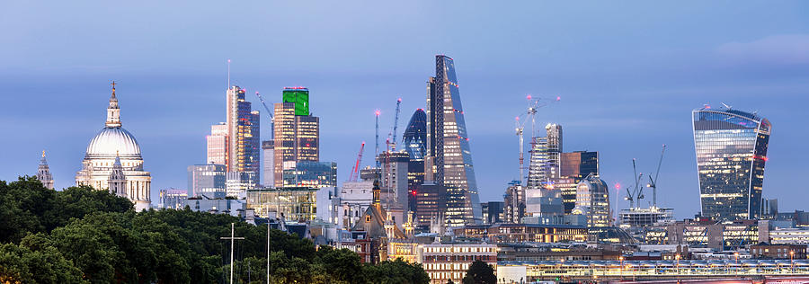 Panoramic of St Pauls Cathedral and the City of London at dusk Photograph by _ultraforma_