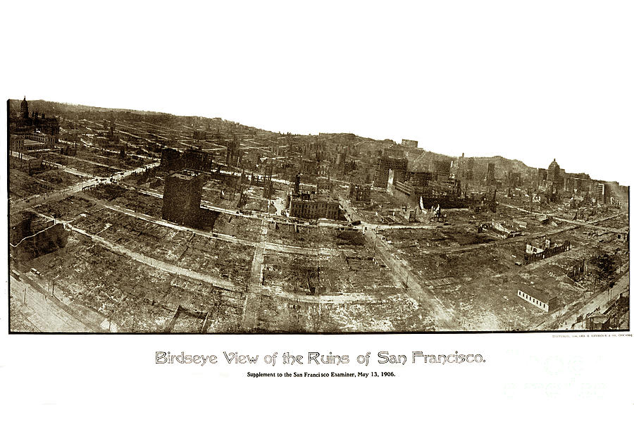 San Francisco Photograph - Panoramic Photogravure of San Francisco After the 1906 Earthquak by Monterey County Historical Society