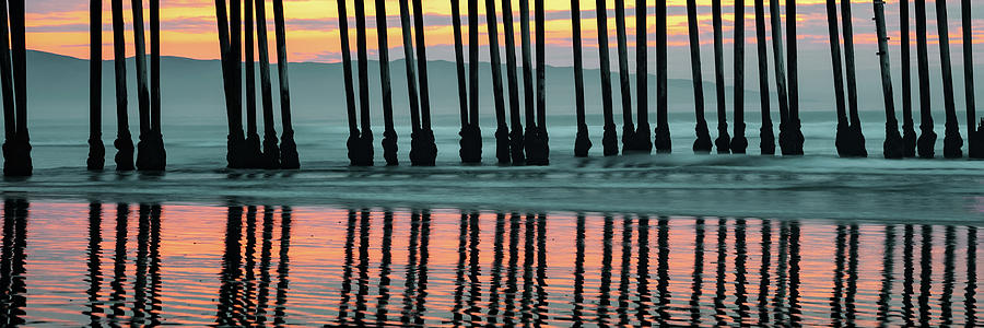 Mountain Landscape Photograph - Panoramic Pismo Beach Pier Pilings by Gregory Ballos