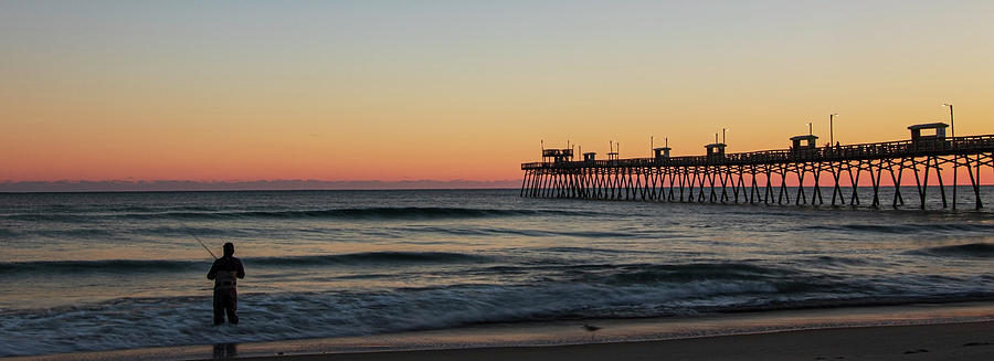 Panoramic Sunset at Bogue Inlet Pier Emerald Isle North Carolina Photograph by Bob Decker