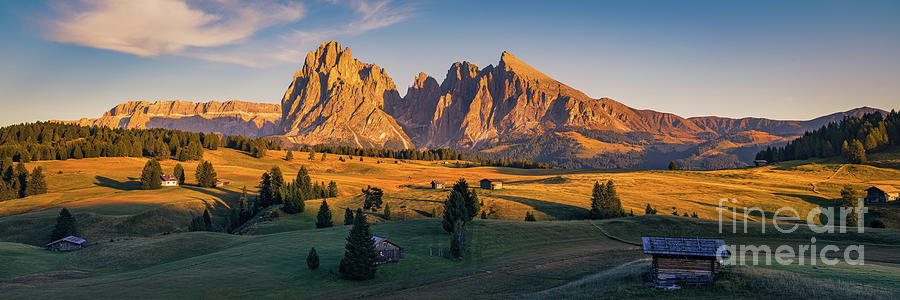 Panoramic sunset from Alpe di Siusi Photograph by Henk Meijer Photography
