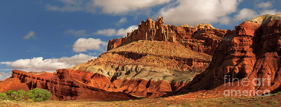 Panoramic The Castle Formation Capitol Reef National Park Photograph by Dave Welling
