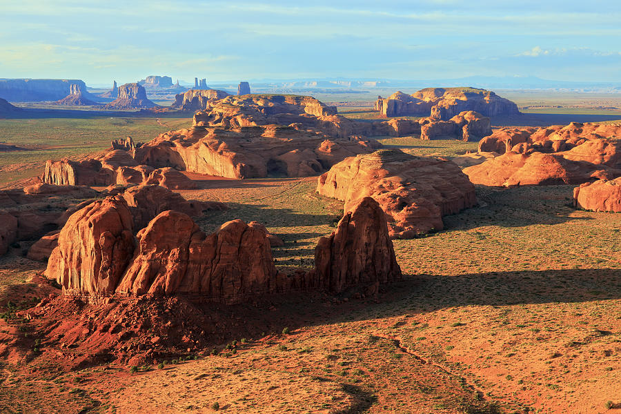 Panoramic view from a mesa into the famous Monument Valley Photograph by Rainer Grosskopf