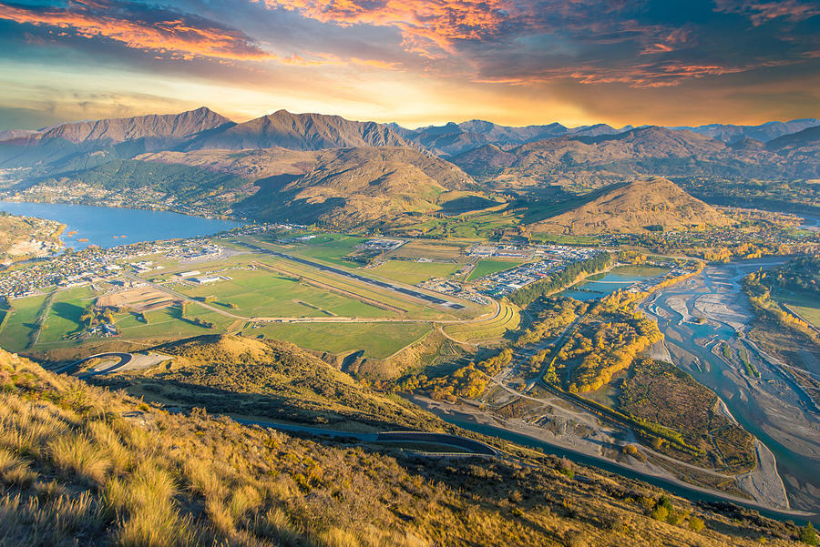 Panoramic view nature landscape in queen town remarkable and arrowtown south island New Zealand Photograph by Primeimages