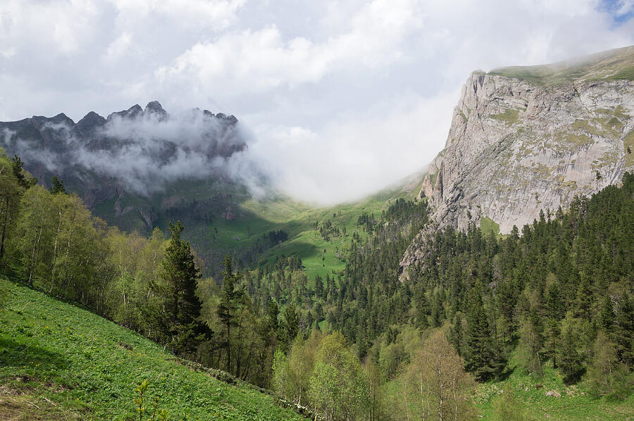 Panoramic view of Acheshbok Pass, Adygea, Caucasus Mountains Photograph by Vyacheslav Argenberg