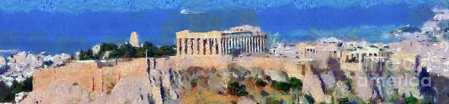 Panoramic view of Acropolis in Athens Painting by George Atsametakis
