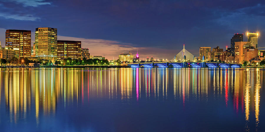 Panoramic View Of Bostons Charles River Morning Cityscape Photograph