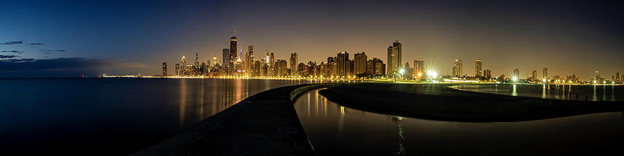 Panoramic view of Chicagos North avenue beach and beyond Photograph by Sven Brogren