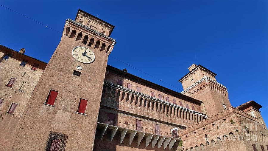 panoramic view of Ferrara Castle in Italy Digital Art by Benny Marty
