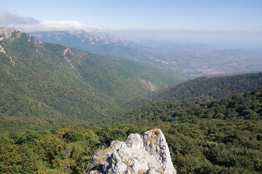 Panoramic view of Hapkhal Canyon, Crimean Mountains Photograph by Vyacheslav Argenberg