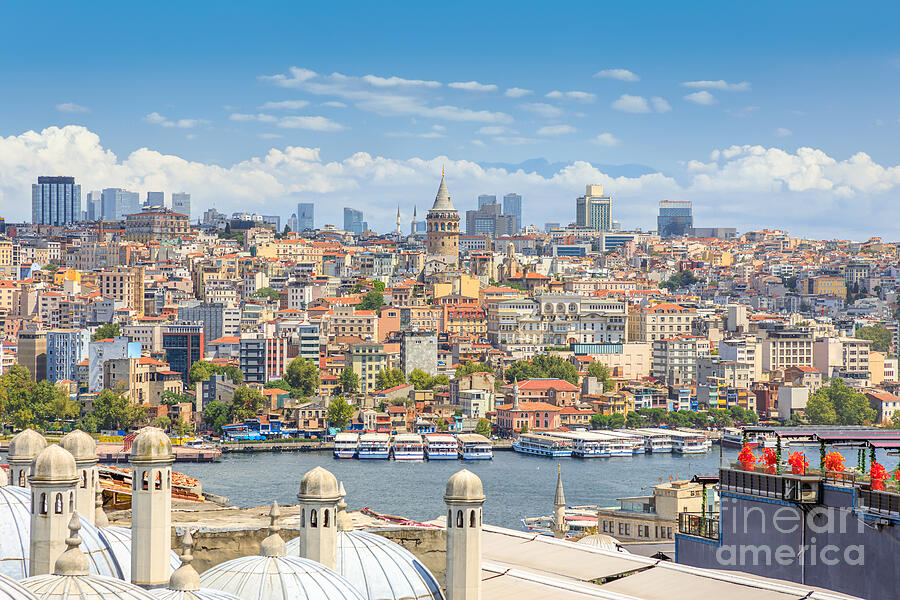 Panoramic view of istanbul skyline in Turkiye Digital Art by Benny Marty