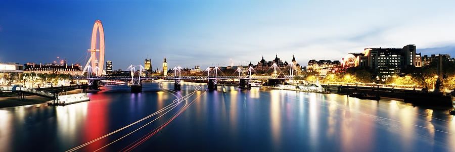 Panoramic view of London Westminster skyline at dusk Photograph by Gary Yeowell