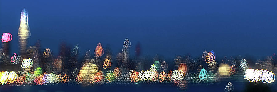 panoramic view of Manhattan lights from  union city NJ Photograph by Habib Ayat