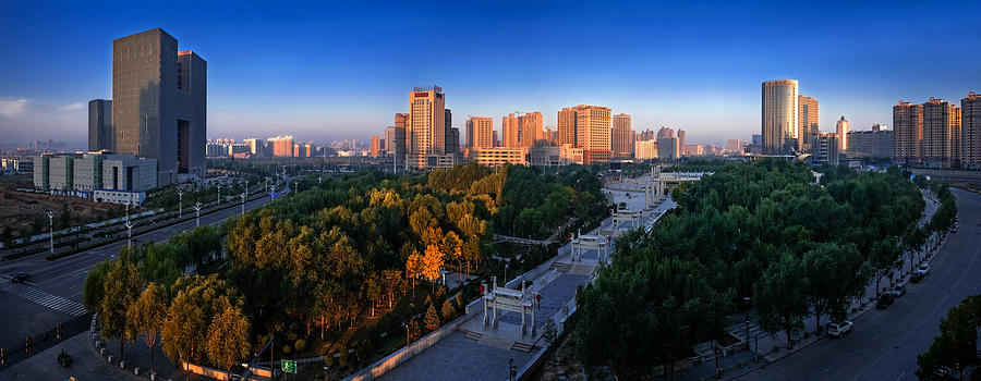 Panoramic view of modern city, Yulin, Shanxi, China Photograph by 500px Asia