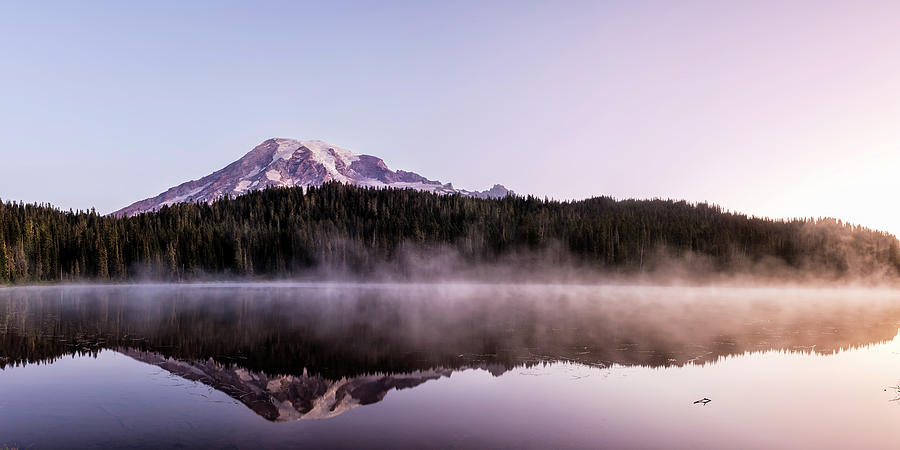 Panoramic View of Mount Rainier and Reflection Lake Just Before Sunrise, No. 1 Photograph by Belinda Greb