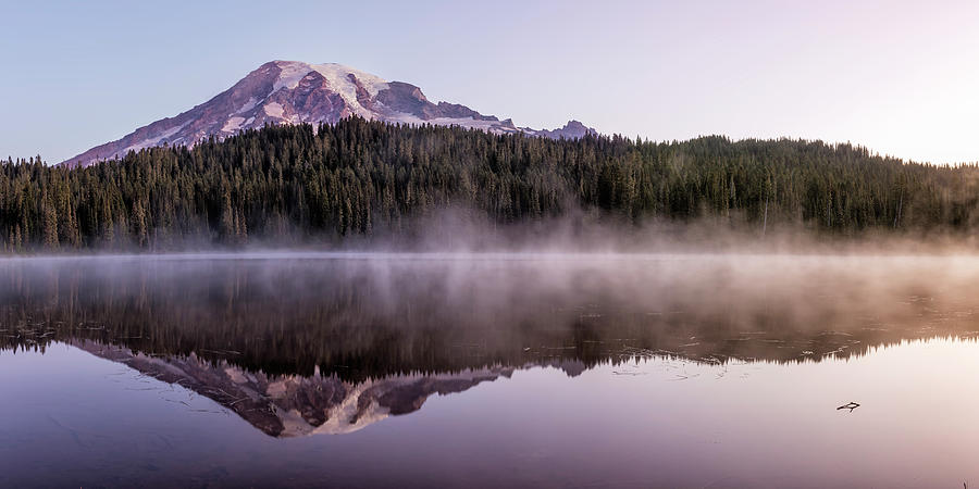 Panoramic View of Mount Rainier and Reflection Lake Just Before Sunrise, No. 2 Photograph by Belinda Greb