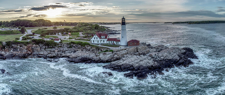 Panoramic View of Portland Head Light Photograph by Andrew Pacheco