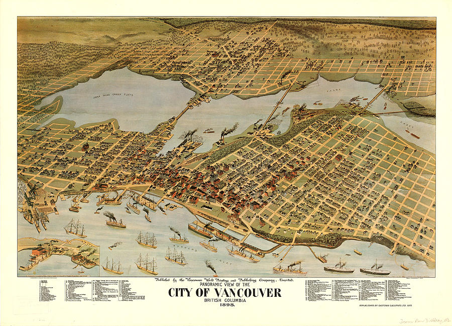 Panoramic view of the City of Vancouver, British Columbia, 1898 Painting by MotionAge Designs
